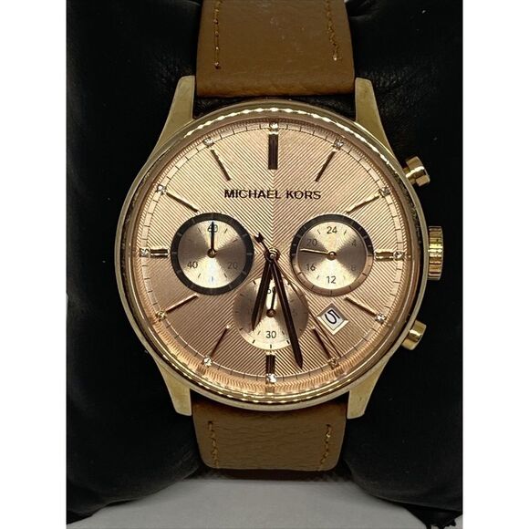 Michael Kors MK-5987 Women's Brown Leather Strap Analog Dial Quartz Watch EY109 - Picture 2 of 12